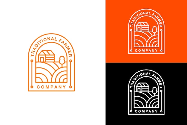 Vettore logo della fattoria industria agricola concetto tradizionale per l'industria del bestiame vintage semplice e minimalista