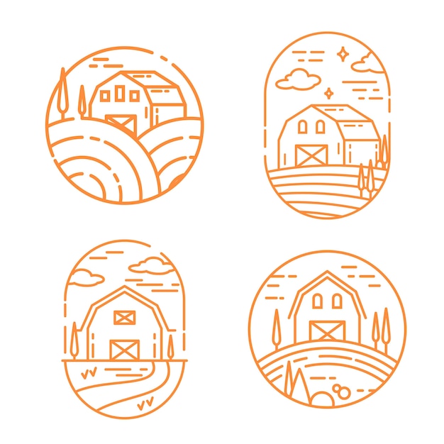 Vector farm logo set