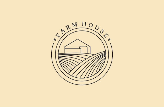 The farm logo Template with farm house Label for natural farm products