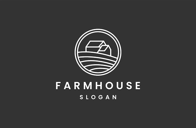 The farm logo. Template with farm house and Label for natural .