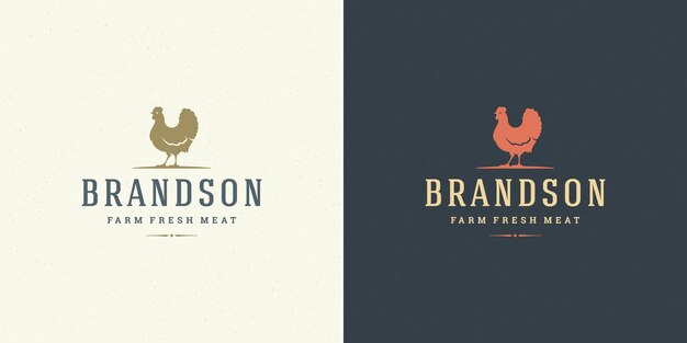 farm logo vector illustration chicken silhouette good for butcher shop or restaurant badge