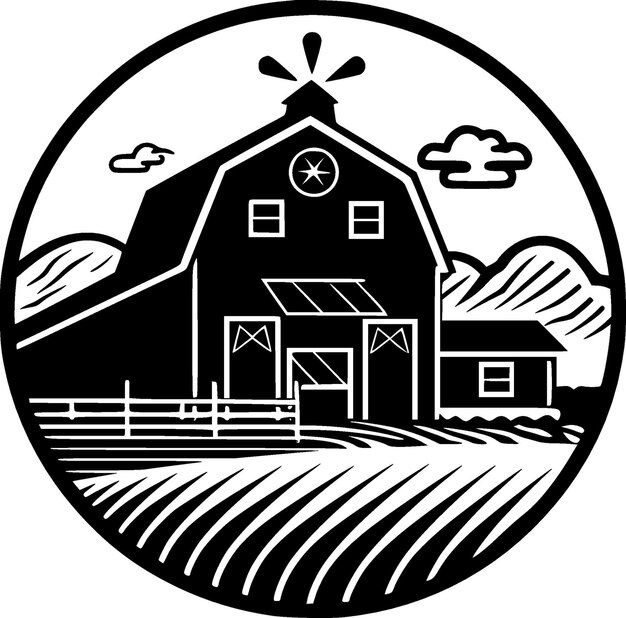 Вектор Векторная иллюстрация минималистского и плоского логотипа фермы