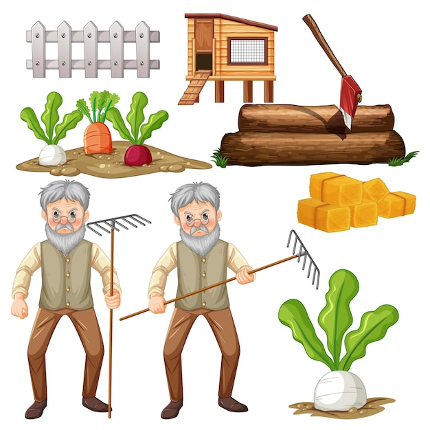 Farm Objects and Elements Vector Set