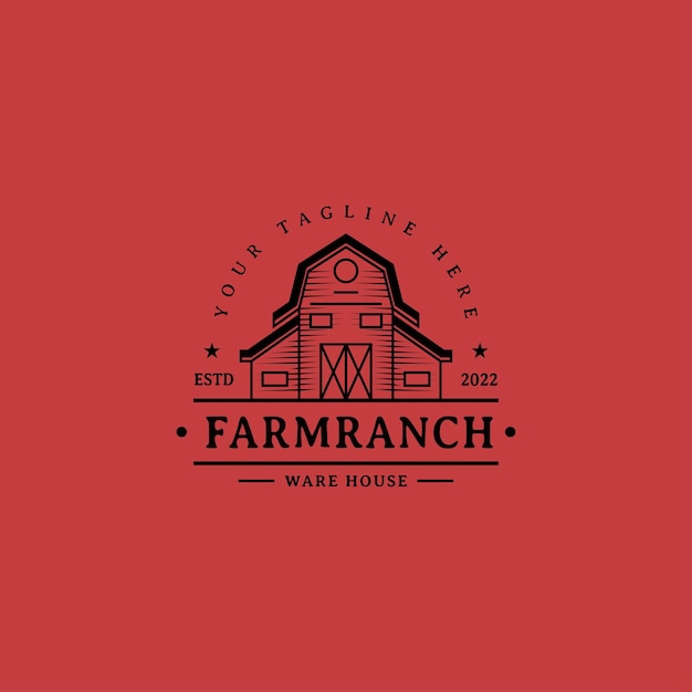 Farm ranch warehouse vector illustration vintage retro logo design 2