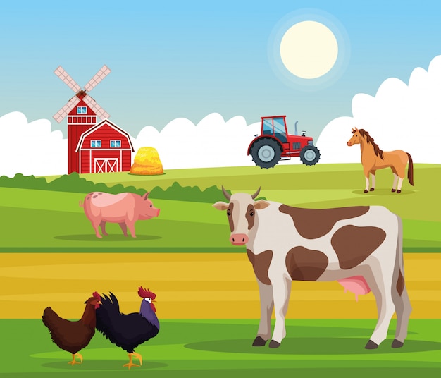 Vector farm rural cartoons