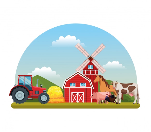 Vector farm rural cartoons