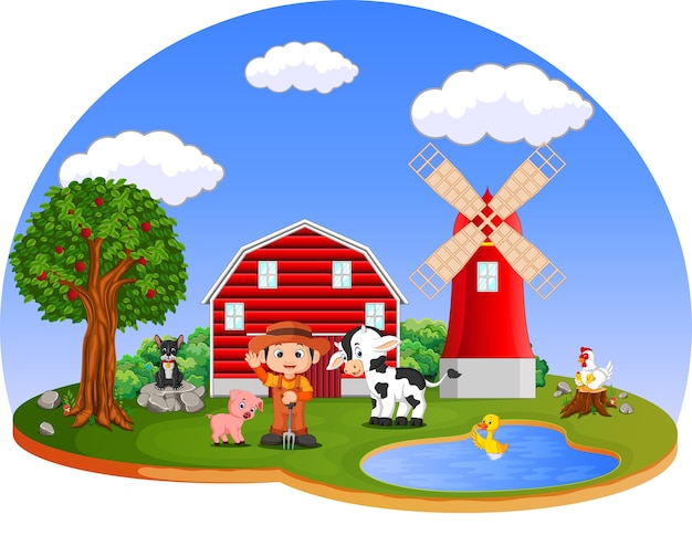 farm scenes with many animals and farmers