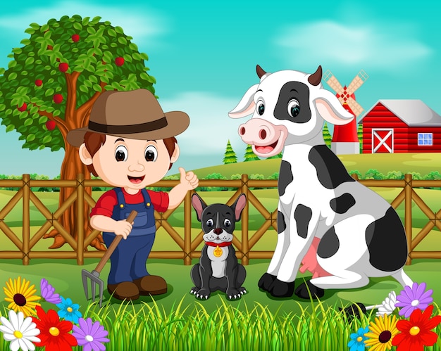 farm scenes with many animals and farmers