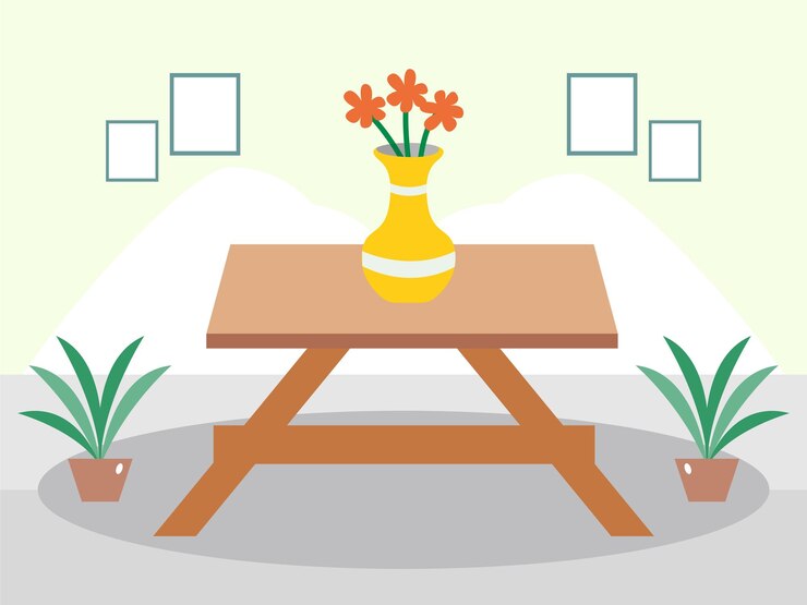 Vector farm table concept illustration stylish and beautiful