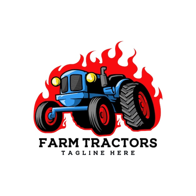 Vector farm tractor field farming nature agricultural