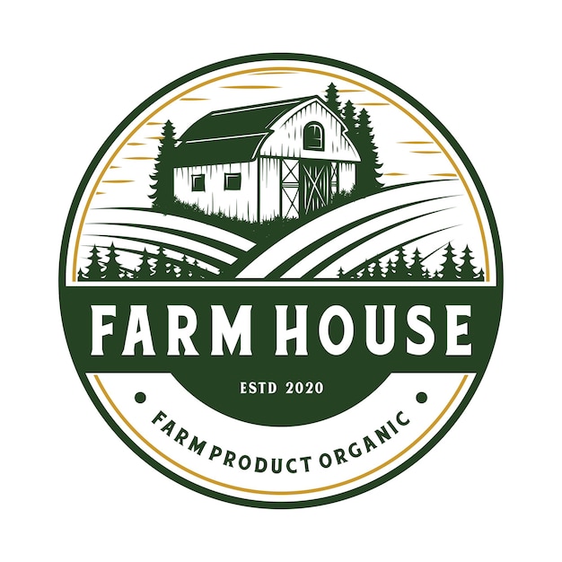 Premium Vector | Vintage farm house creative logo design