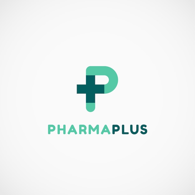 Farmaceutisch kruis plus letter p-logo