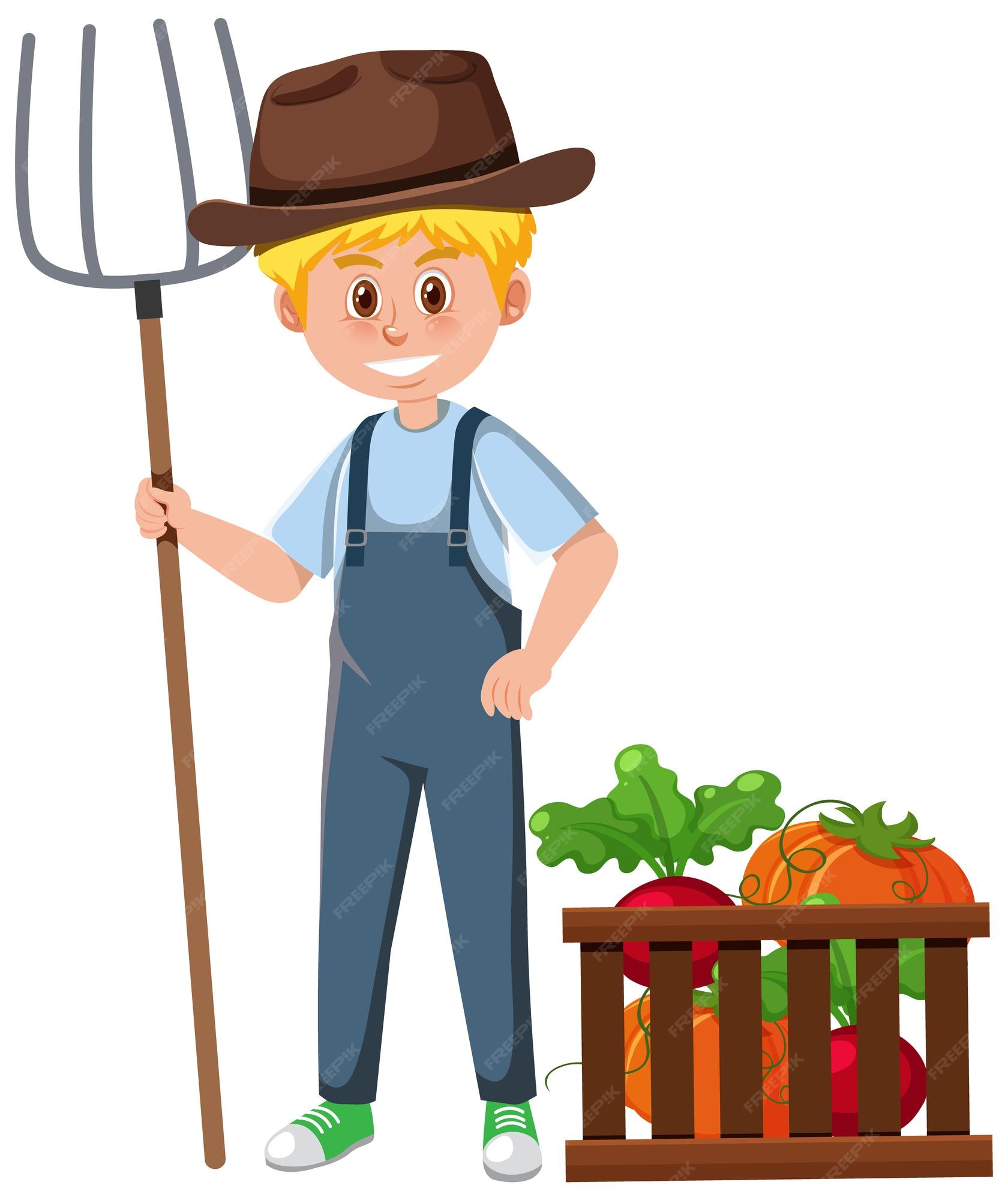 Premium Vector | A farmer cartoon character on white background