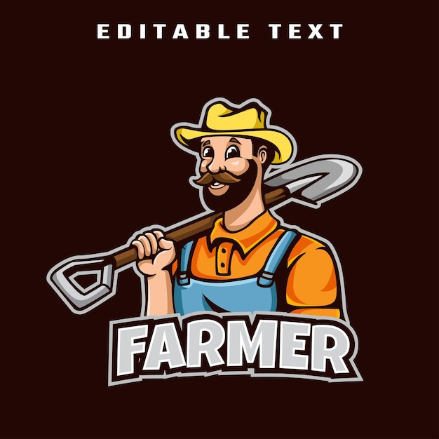 Farmer Cartoon Mascot logo Template