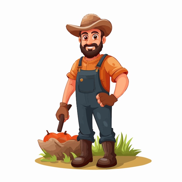 Vector farmer character cartoon vector illustration