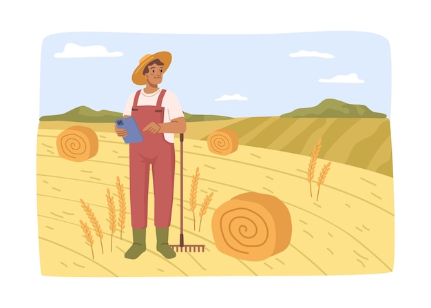 Farmer controlling agricultural business