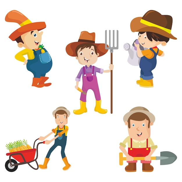 Vector farmer farm field nature harvest character