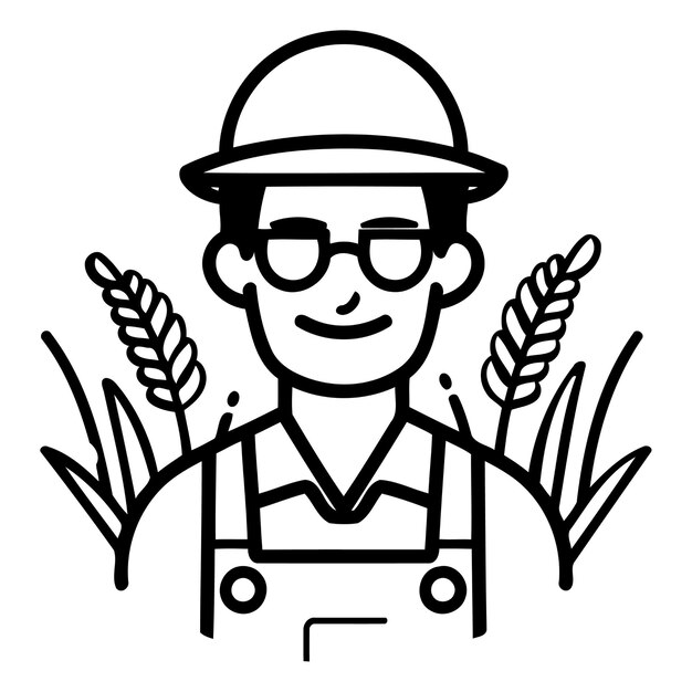 Farmer in a hat glasses and overalls vector illustration