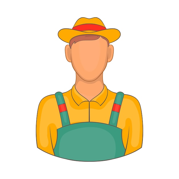 Farmer icon in cartoon style on a white background