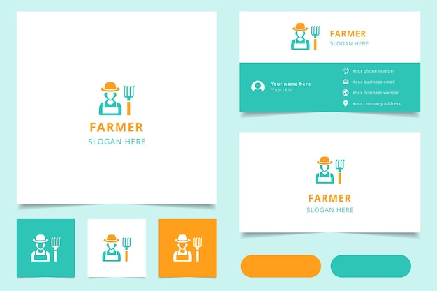 Farmer logo design with editable slogan branding book and