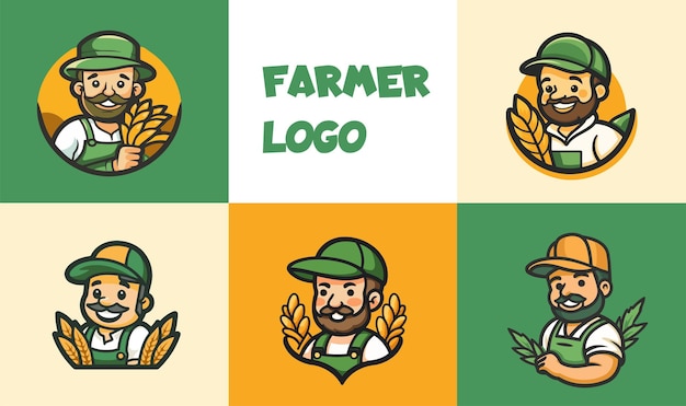 Set di logo dell'agricoltore illustrazione vettoriale del logo dell'agricoltore per il tuo design