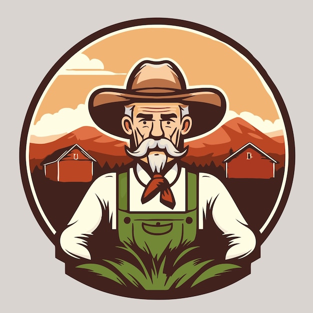 Farmer man logo mascot agriculture farm icon