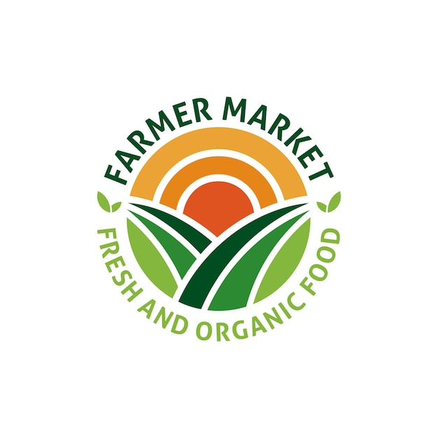 Vector farmer market badge logo template