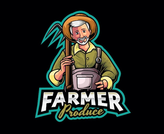 Vector farmer mascot logo design