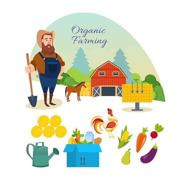 farmer organic pure natural food agriculture clean environment manual labor