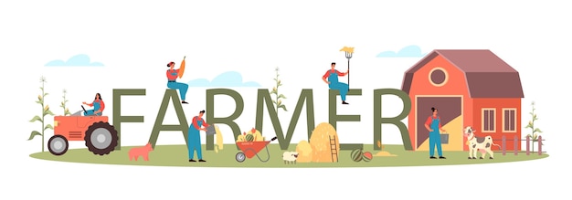 Farmer typographic header illustration