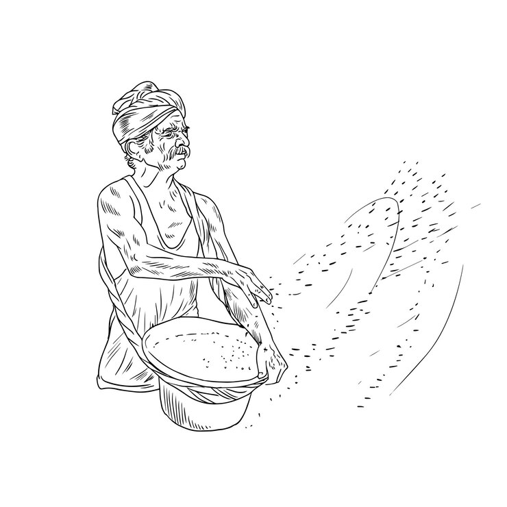 वेक्टर farmer vector outline sketch