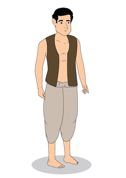 Vector a farmer village boy cartoon character vector illustration