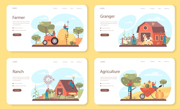 Farmer web banner or landing page set.