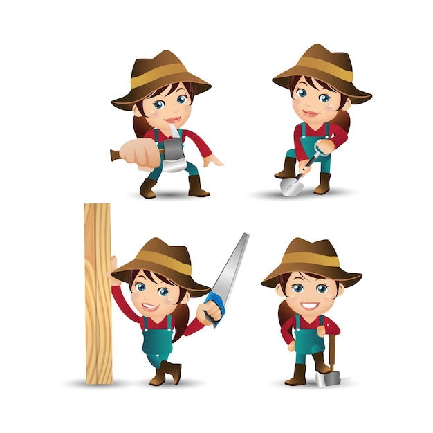 Farmer with different poses