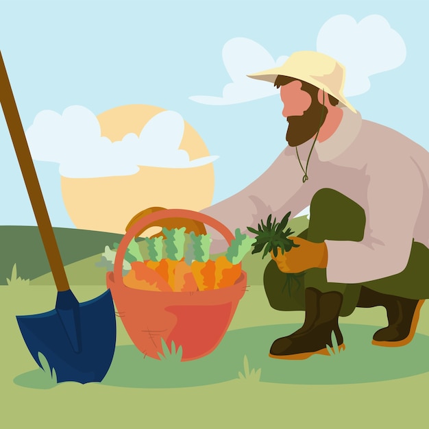 Farmer with harvest