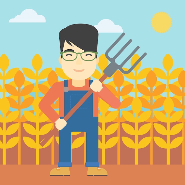 Farmer with pitchfork