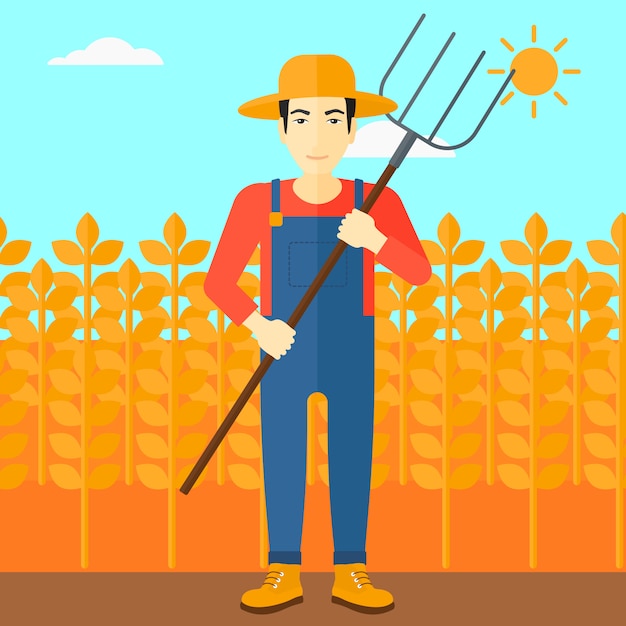 Farmer with pitchfork.