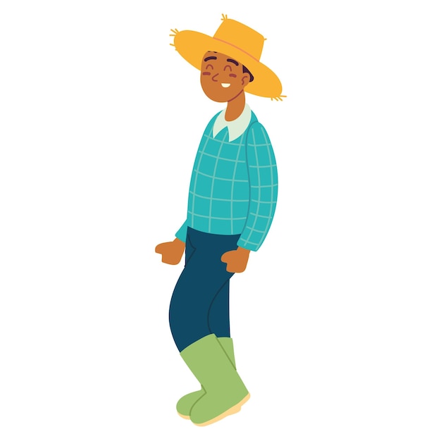 Vector farmer with straw hat