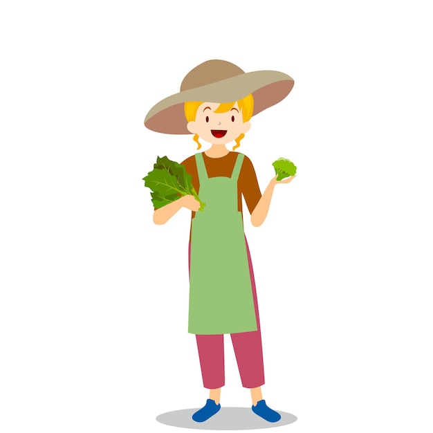 Vector farmer with vegetable