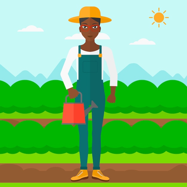 farmer with watering can.