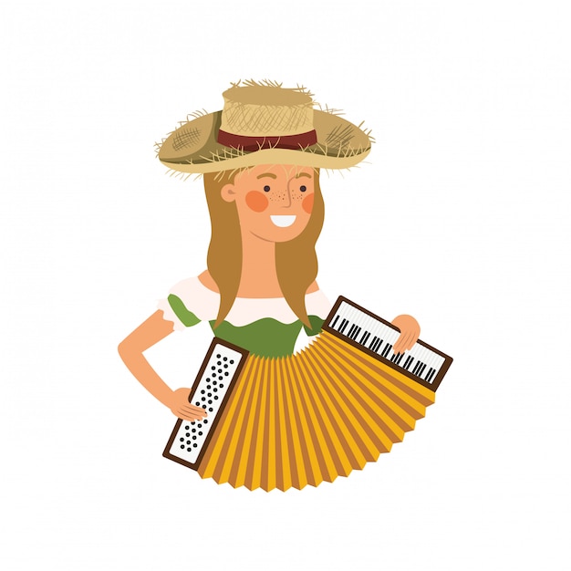 Farmer woman with musical instrument