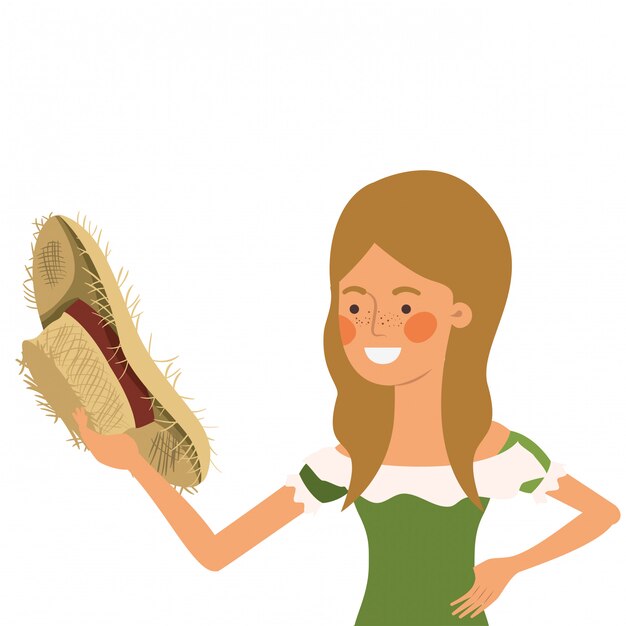 Vector farmer woman with straw hat