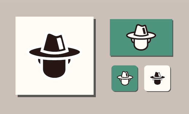Фермерская шляпа Ковбойская фигура Пиктограмма дизайн логотипа значок векторной иллюстрации