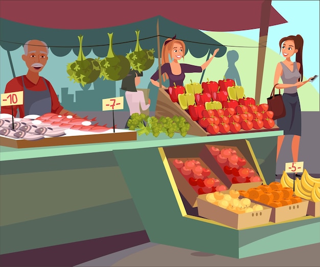 Vector farmers market illustration