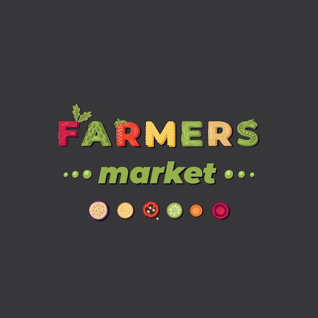 Vector farmers market - lettering logo .  .