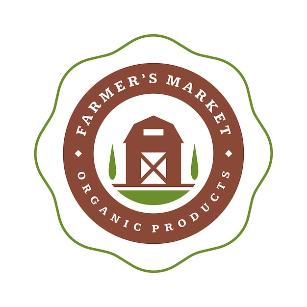 Vettore illustrazione vettoriale del modello del logo del mercato agricolo design del logo o del badge dell'agricoltore