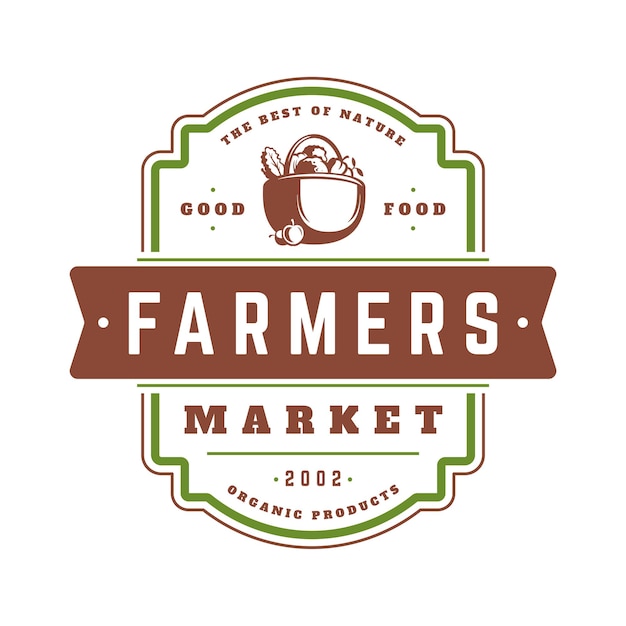 Vector farmers market logo template vector illustration