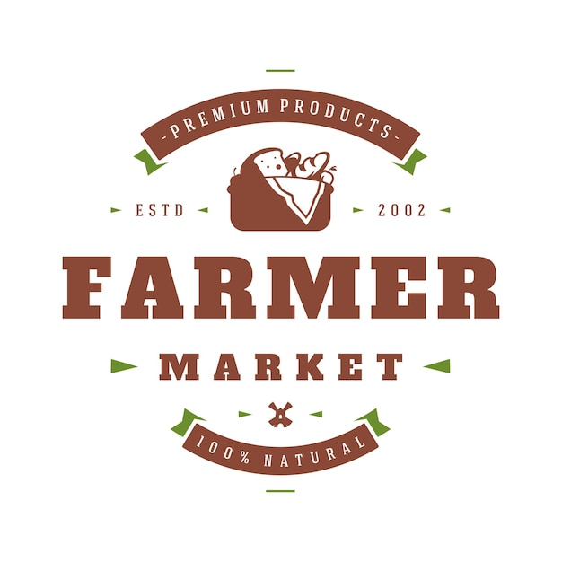 Vector farmers market logo template vector illustration