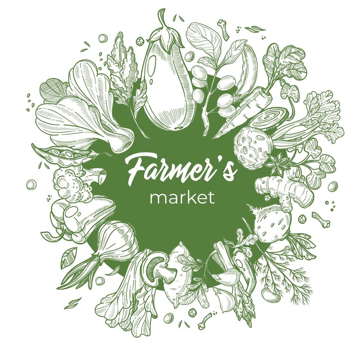 Vector farmers market logotype for vegetables seller