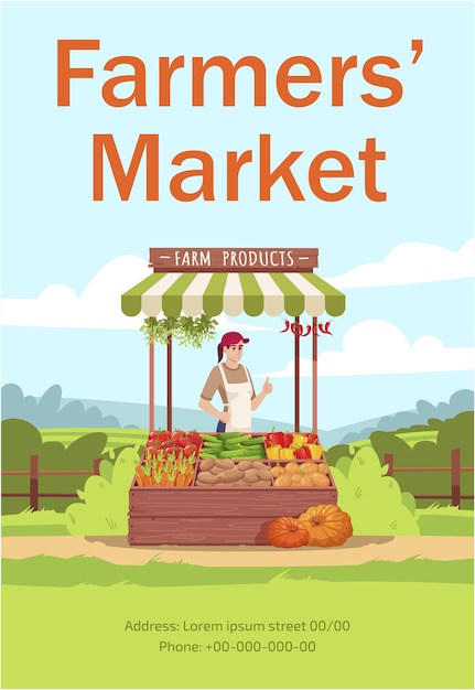 Vector farmers market poster template